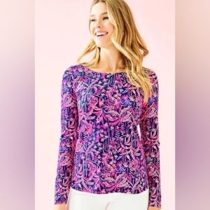Lilly Pulitzer - Tristan Top, Coastal Jersey, Size L, Swing of Things